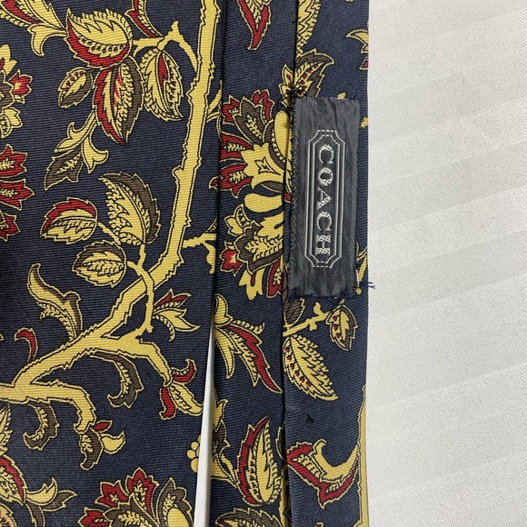 Coach Floral Silk Tie in Navy, Gold & Red - Picture 2 of 5